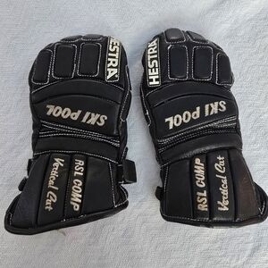 Hestra Kid's Leather Black Ski Mittens Size 5